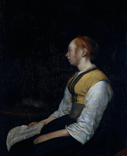 Gerard ter Borch the Younger Seated girl in peasant costume, probably Gesina (1631-90), the painter's half-sister. oil painting image